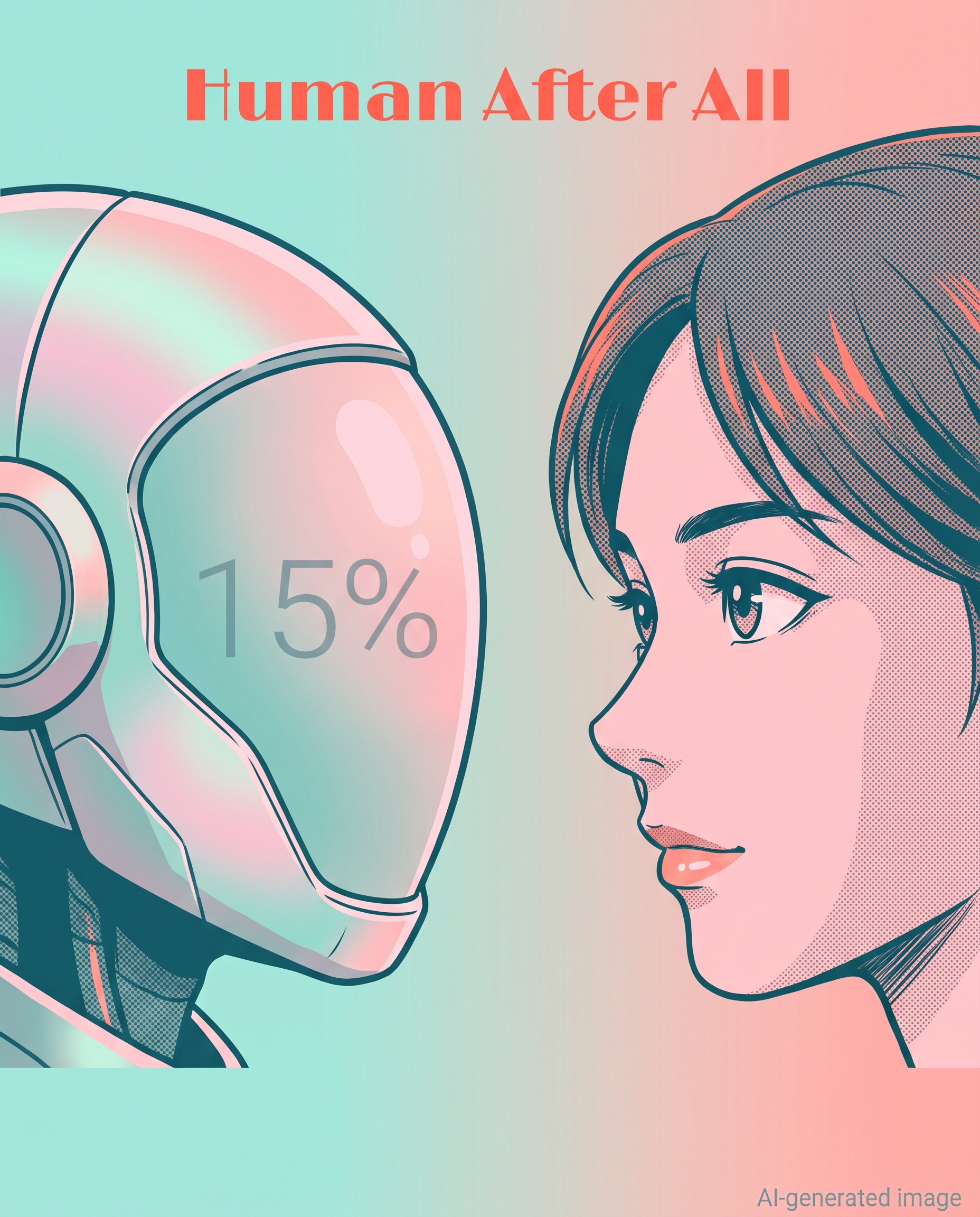 A robot and a human face to face — Human After All
